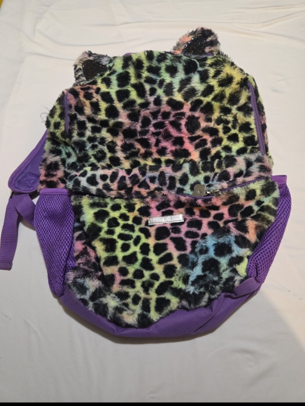 Limited too girls 18 inch colorful fur cat school bookbag #05